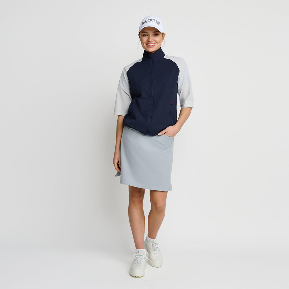 Damen-Windjacke mit kurzen Ärmeln und Stretch, Marineblau