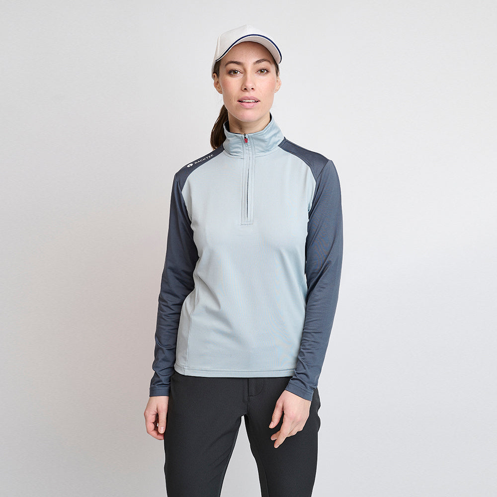 Damen-Baselayer mit Reißverschluss, Ombre Blue