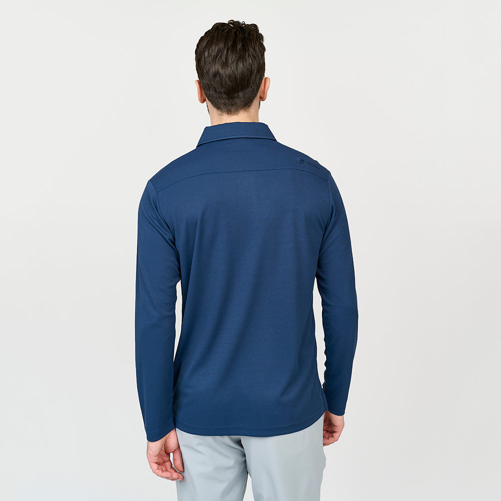 Performance-Langarmpolo für Herren, Marineblau